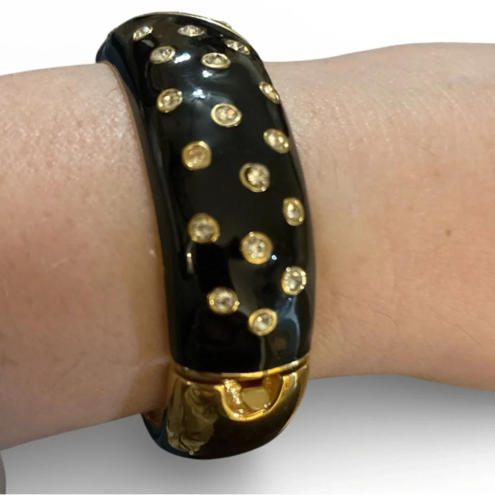 DSCO Daniel Swarovski Black and Gold Polka Dot Hinge Bracelet - Picture 3 of 6